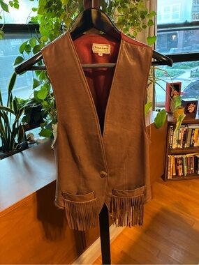 REAL LEATHER American Vintage Brown Fringe Leather Vest